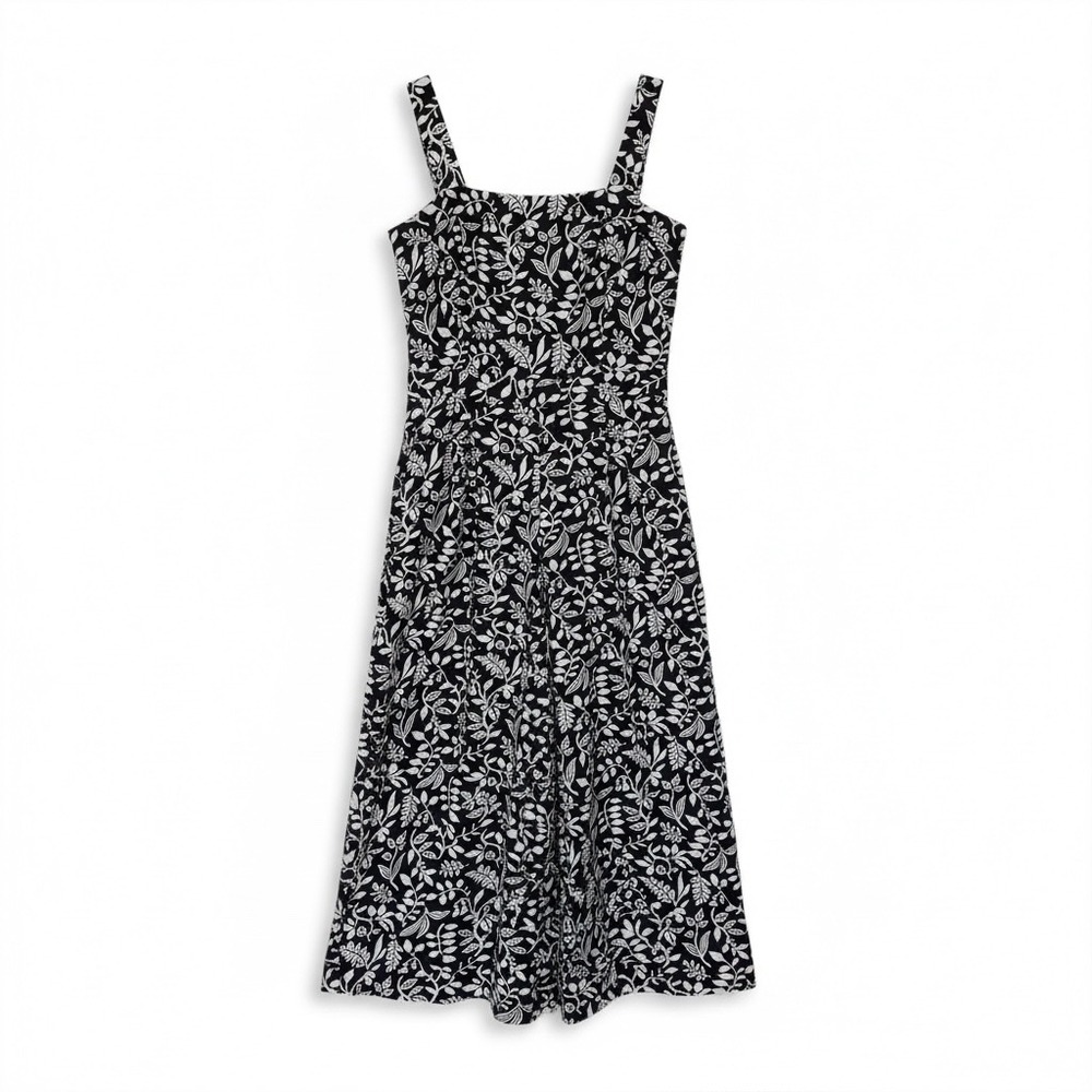 Ann Taylor Factory Black White Floral Print romper Size 2 Square Neck Sleeveless - Picture 1 of 7